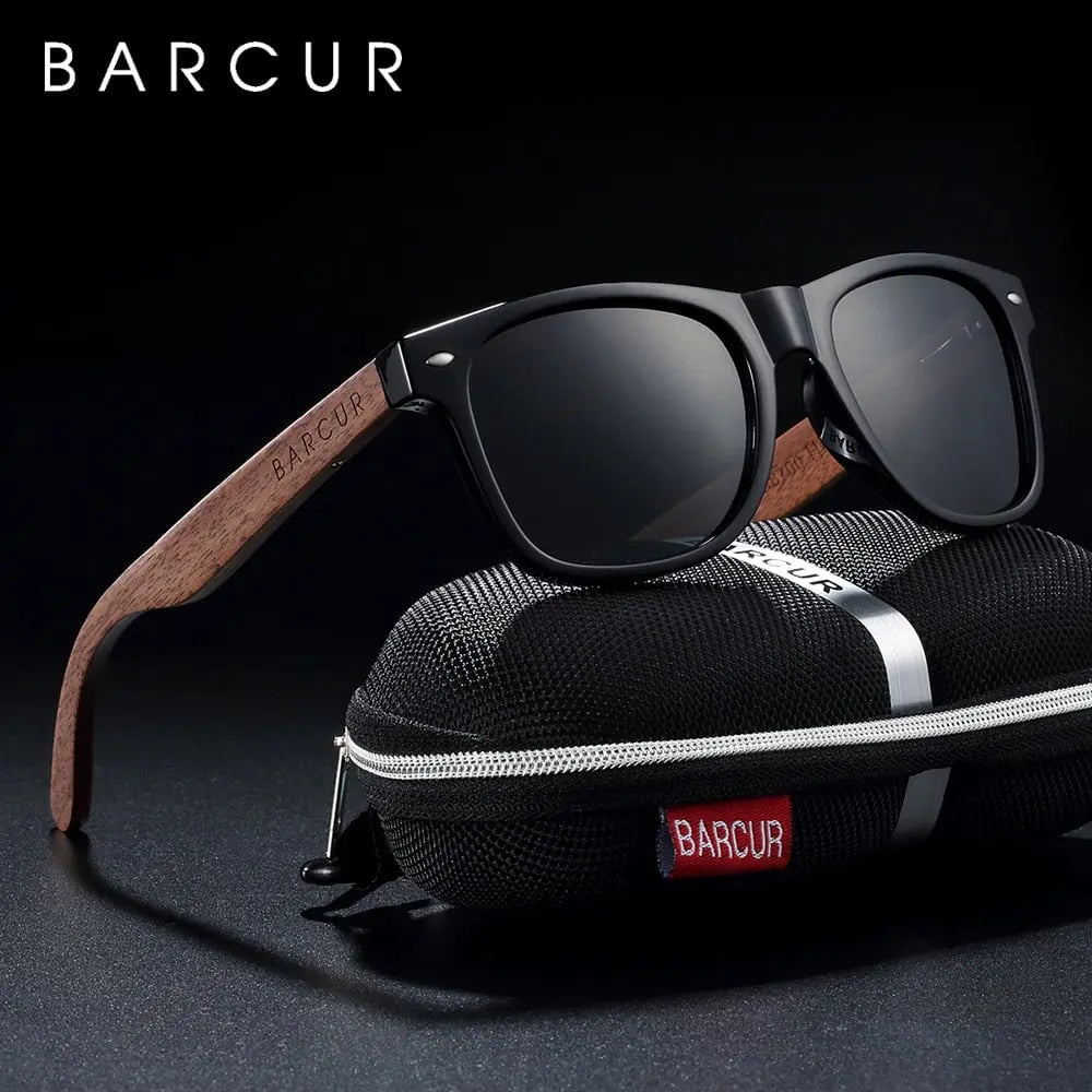 Polarizing sunglasses with walnut look wooden frame and UV 400 protection Polarizing sunglasses with walnut look wooden frame and UV 400 protection